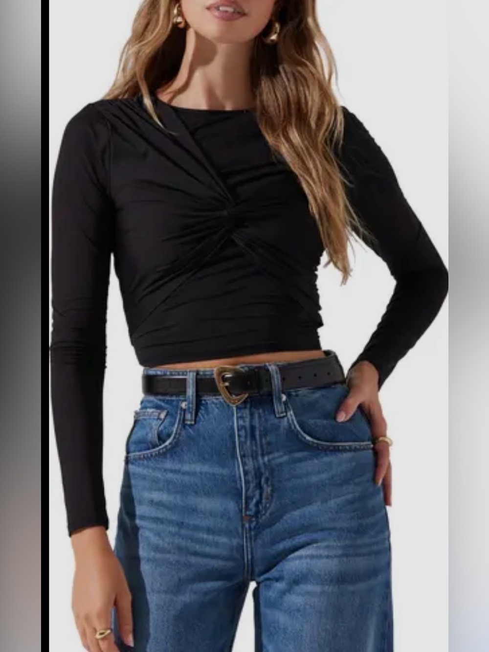 ASTR the label black rouched top